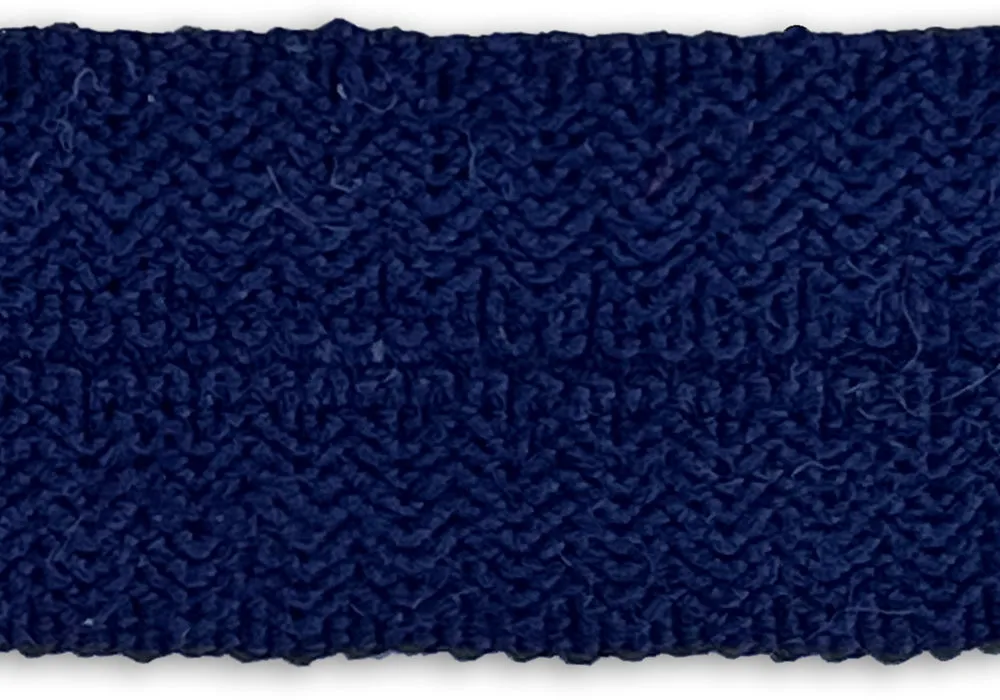 1" Textured Navy Braided Wool Fold-Over Trim (Made in Japan)