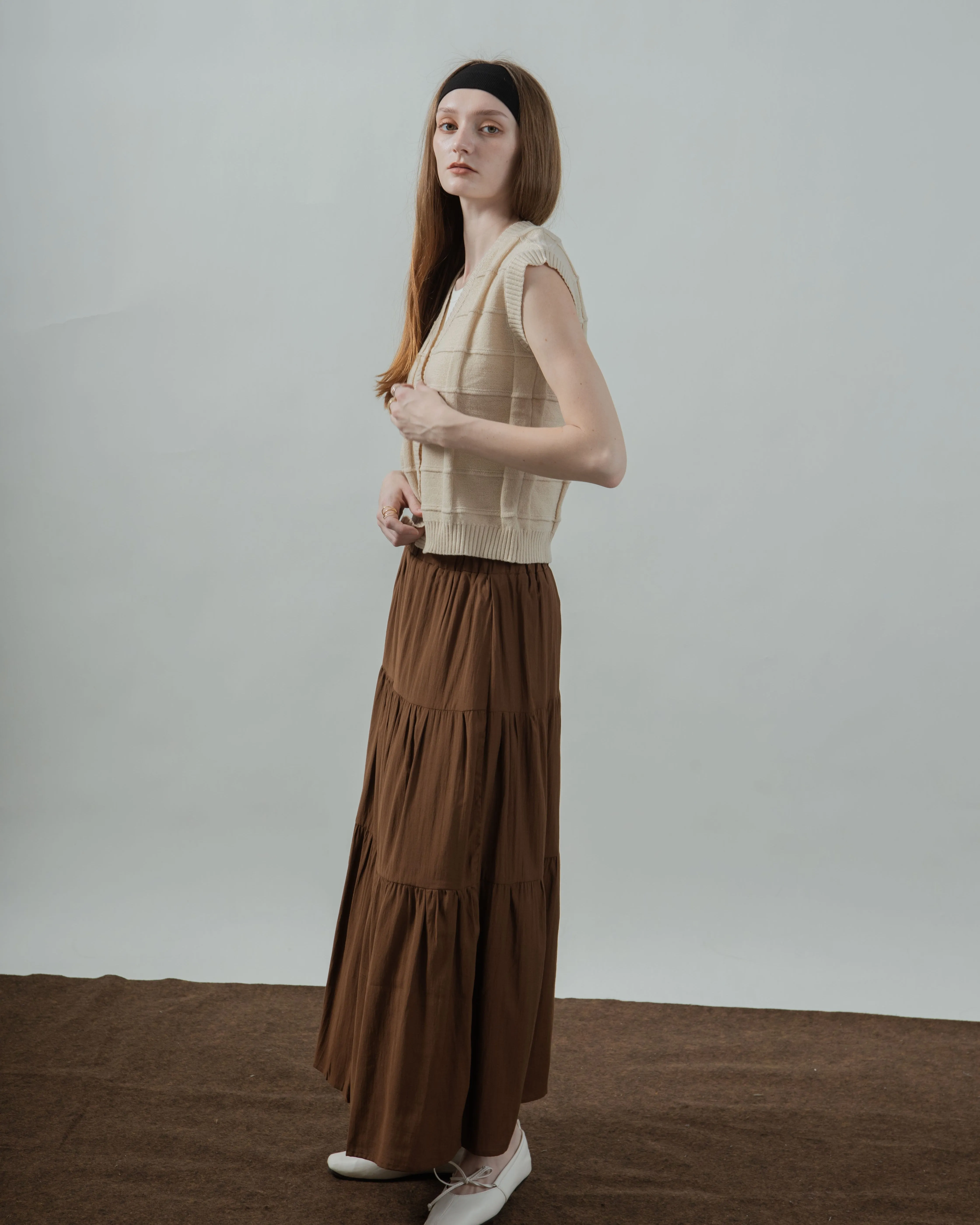 Ada Layered Maxi Skirt (Brown)