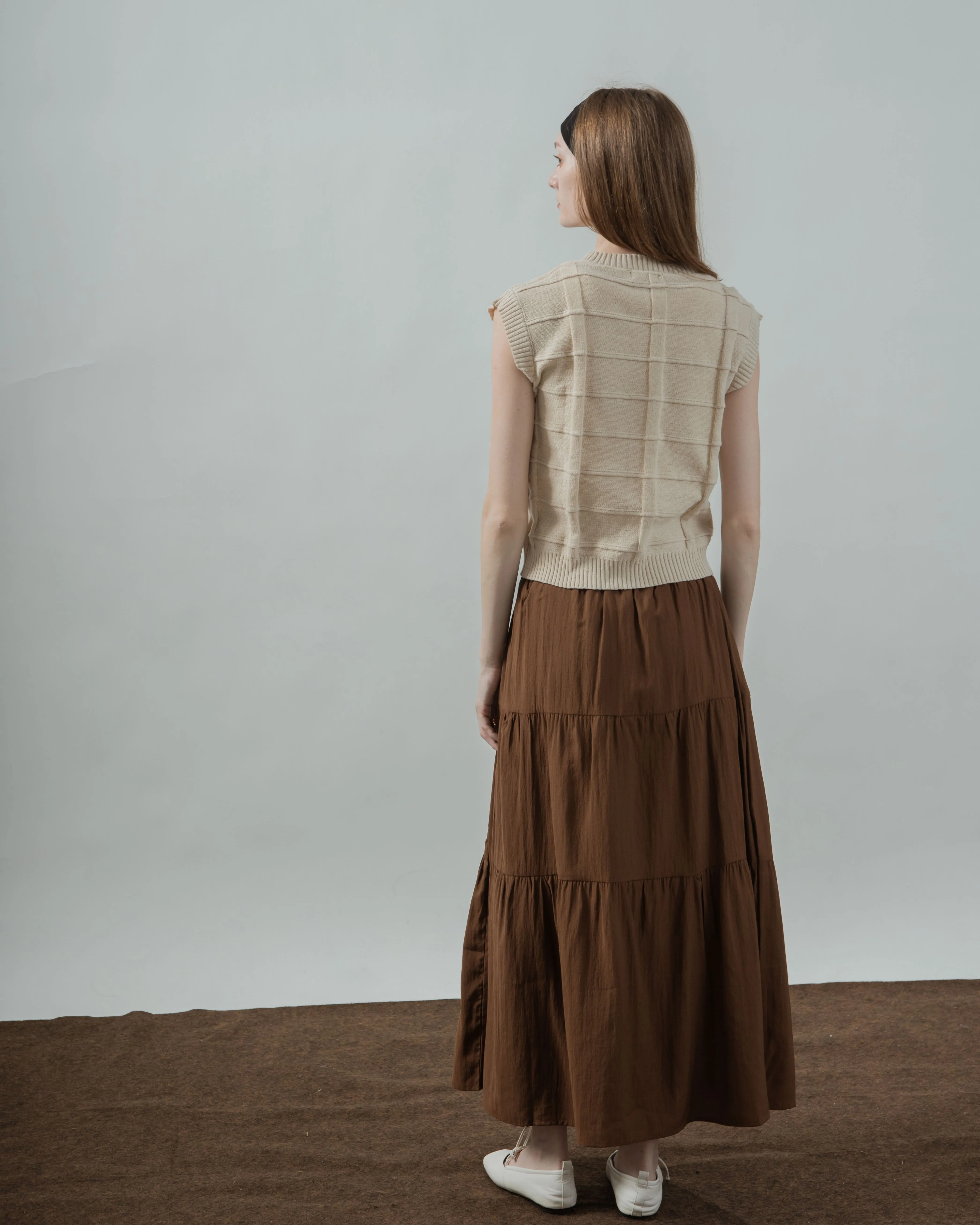 Ada Layered Maxi Skirt (Brown)