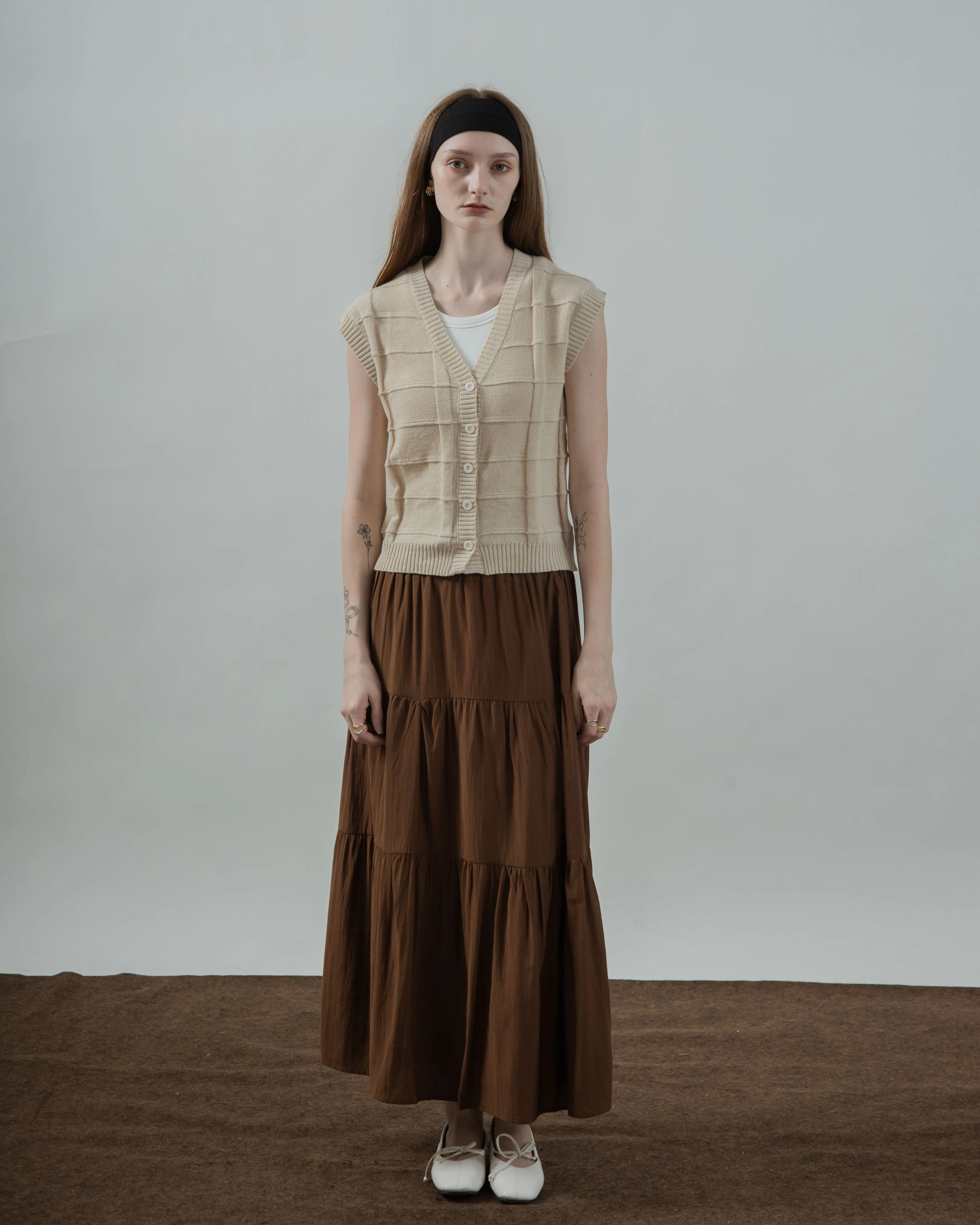 Ada Layered Maxi Skirt (Brown)