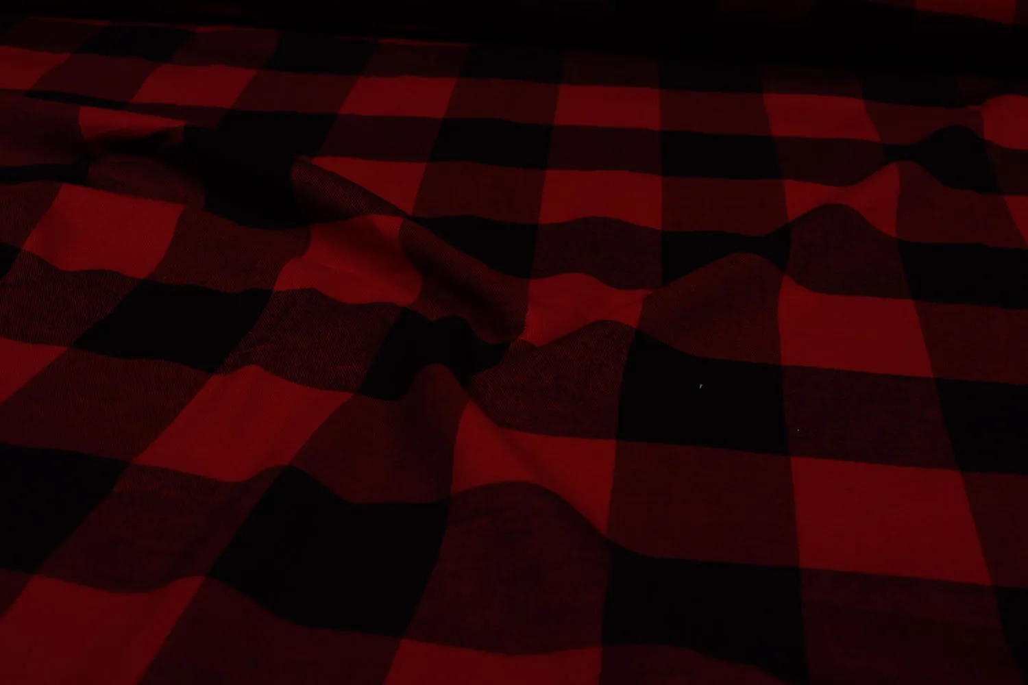 Black & Red Checks Cotton Yarn  Dyed Brushed Twill Fabric