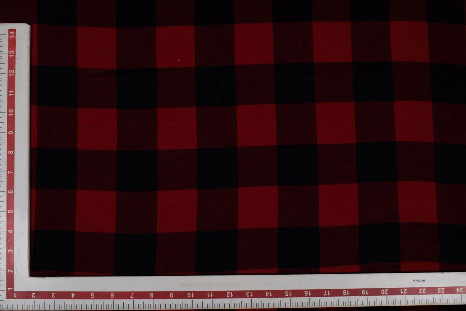 Black & Red Checks Cotton Yarn  Dyed Brushed Twill Fabric