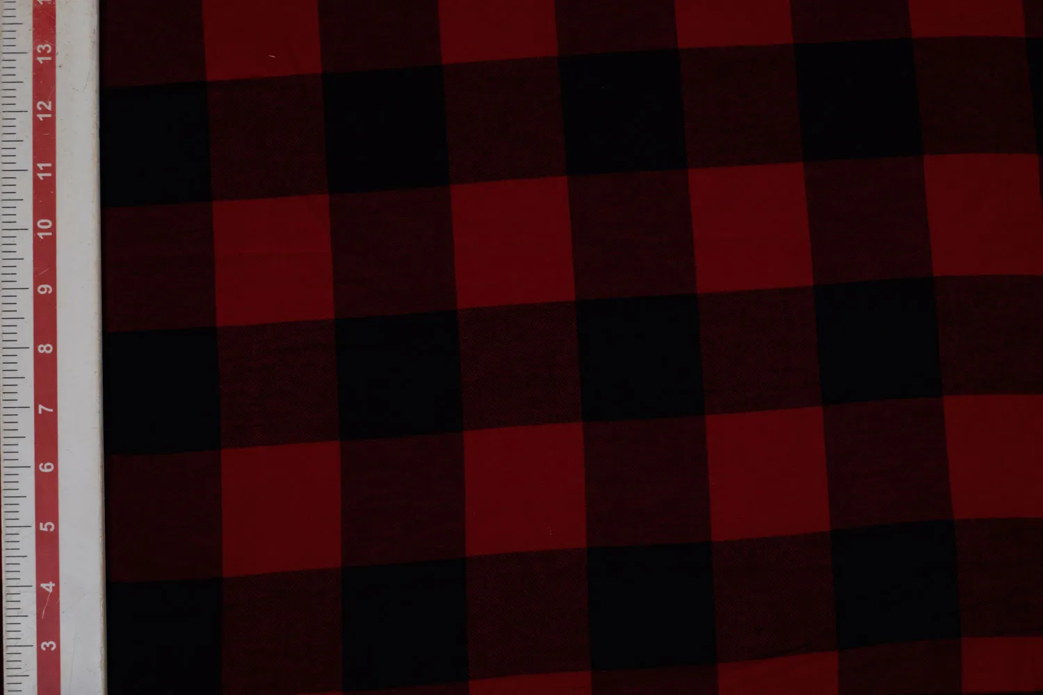 Black & Red Checks Cotton Yarn  Dyed Brushed Twill Fabric