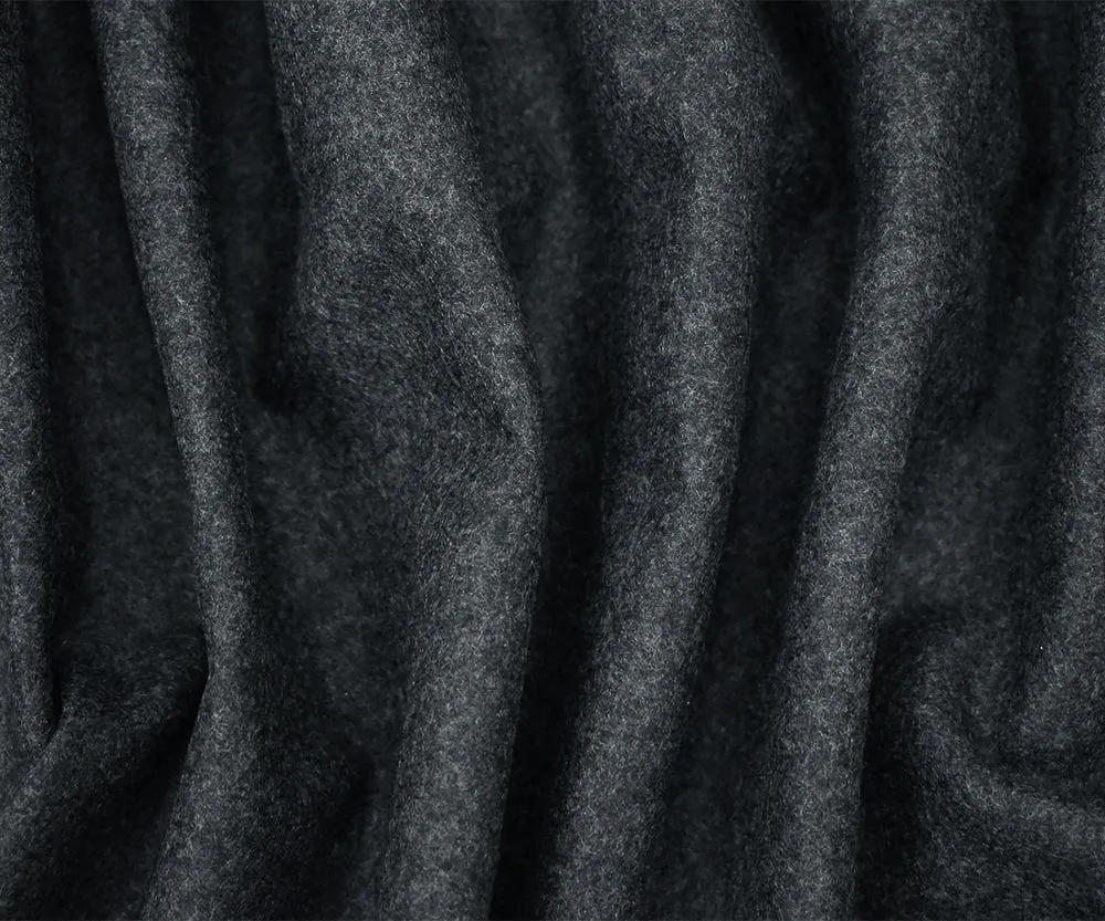 Black-Gray Boiled Wool Texture Woven Jacketing Fabric