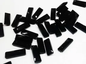 Black Rectangular Stick Glass Stones with Pointed Back