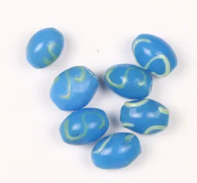 Blue Fancy Oval Glass Beads - 12x18 mm