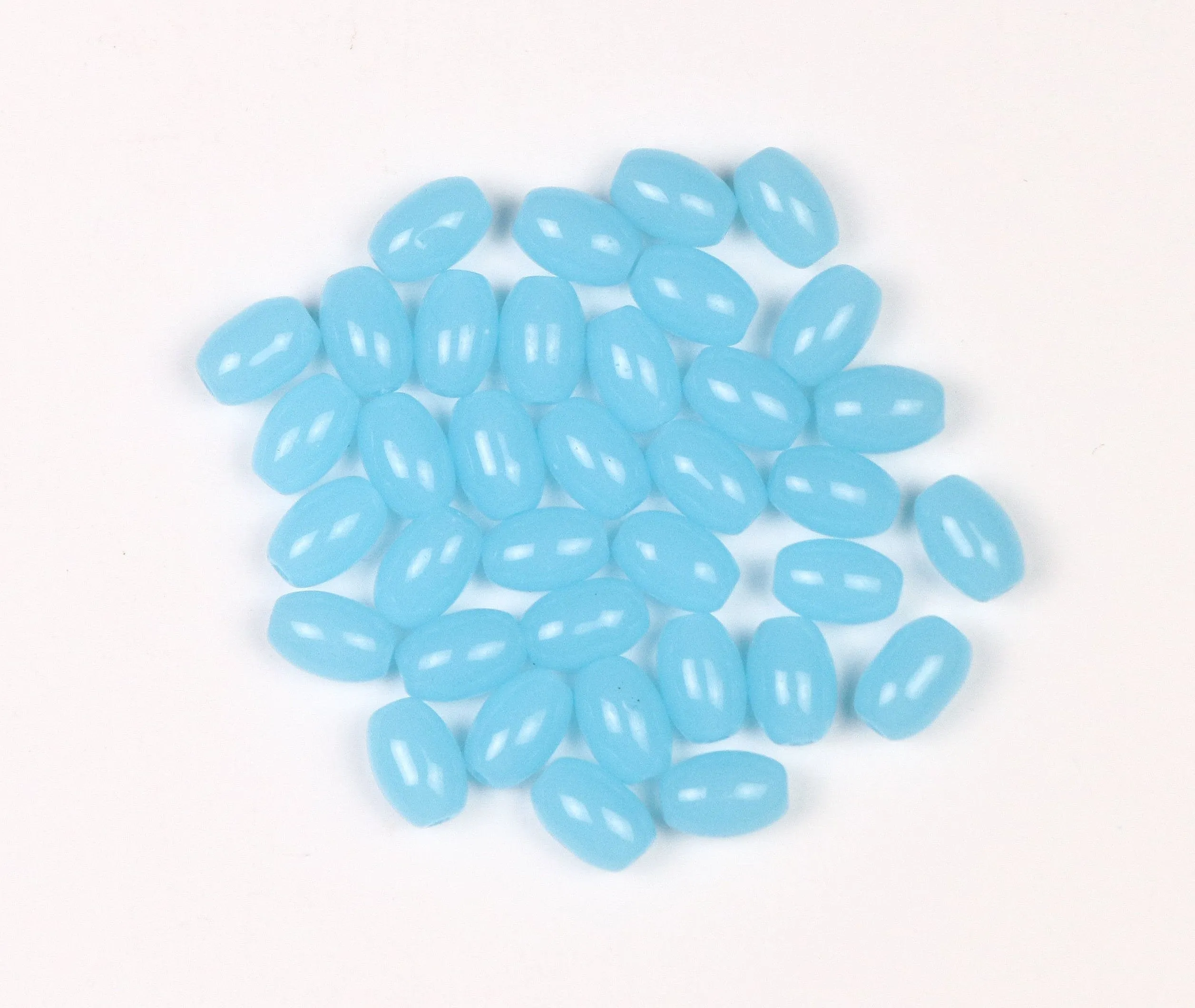 Blue Fancy Oval Glass Beads- 7x10 mm