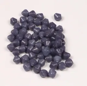 Blue Gray Bicone Fancy Glass Beads- 8x8 mm