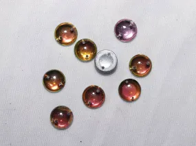 Brown Rainbow Circular 2 Hole Glass Stones -12 mm