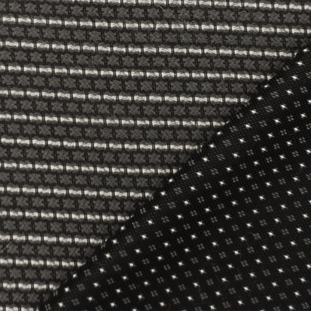 Charcoal Gray-Black Stripe Poly Acrylic Reversible Dobby Woven Fabric