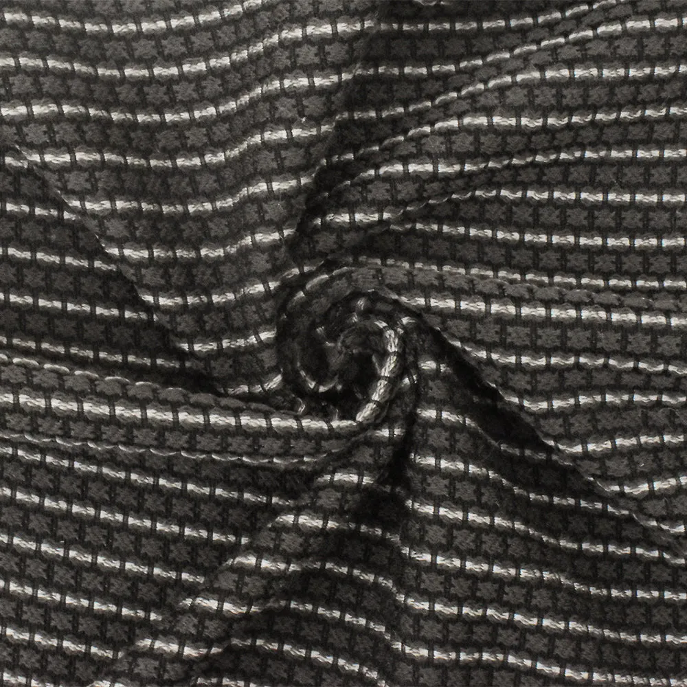 Charcoal Gray-Black Stripe Poly Acrylic Reversible Dobby Woven Fabric