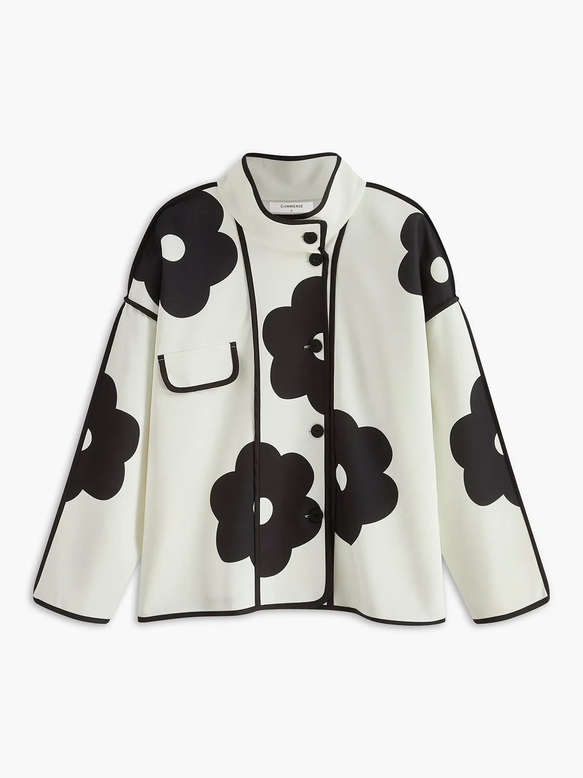 Chicmy-Autumn Jackets Outwear Floral Contrast Piping Jacket