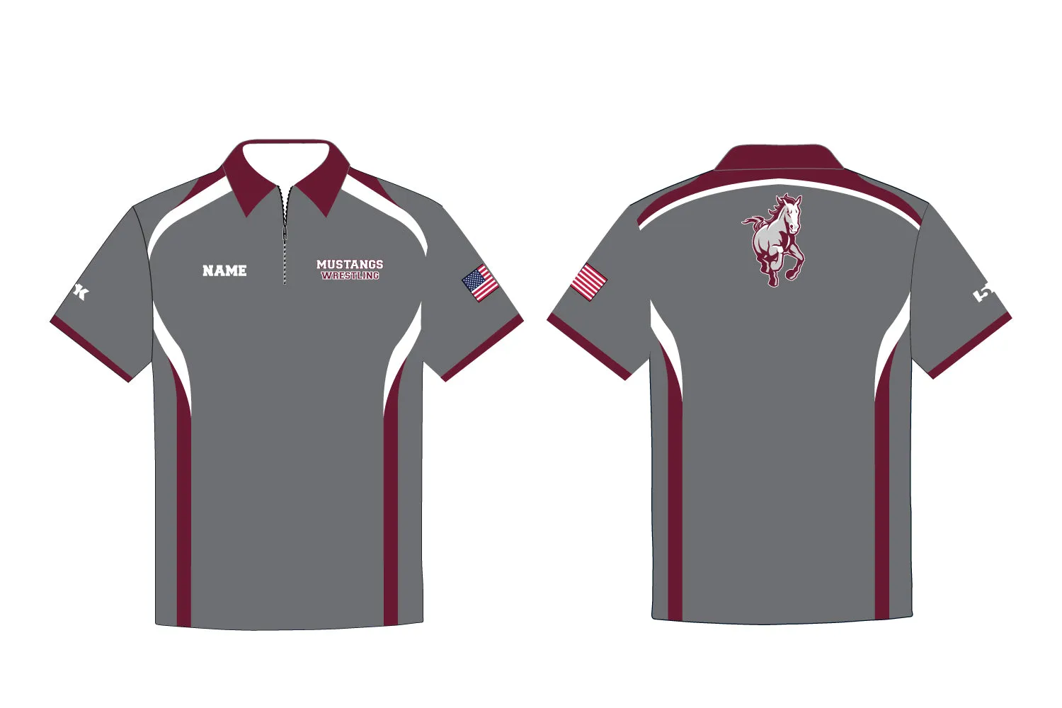 Clifton HS Wrestling Sublimated Polo Shirt - Maroon/Gray