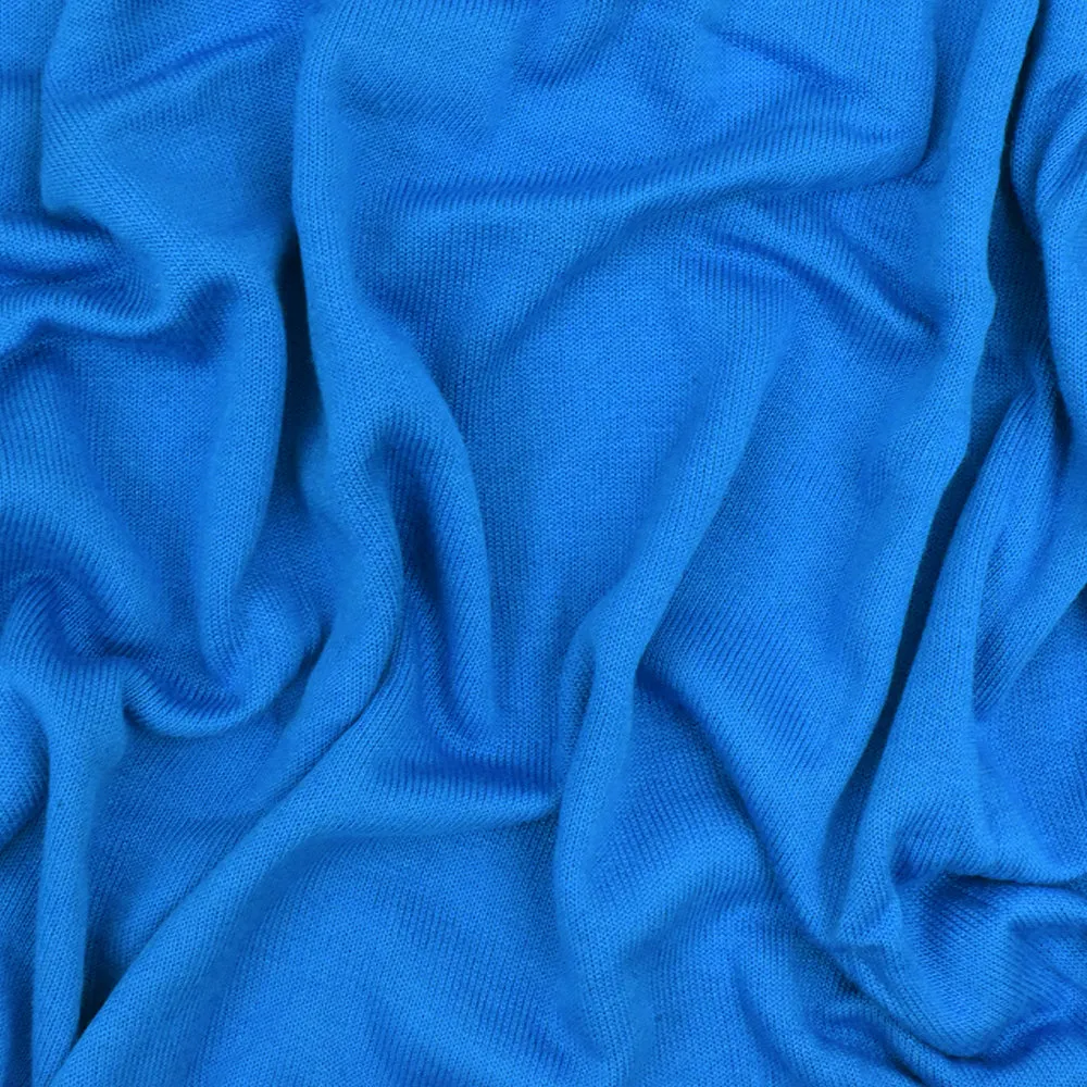 Comic Blue Solid Stretch Cotton Terry Knit Fabric