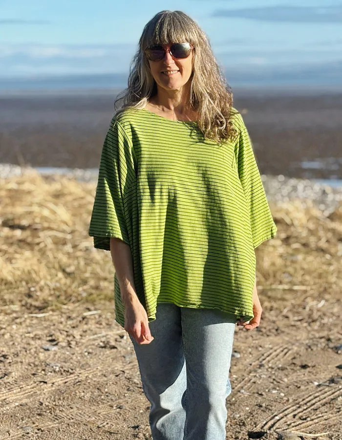 Cut Loose Stripe One Top in Verde