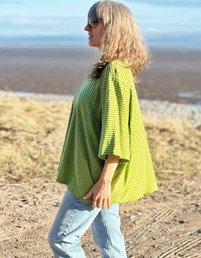 Cut Loose Stripe One Top in Verde