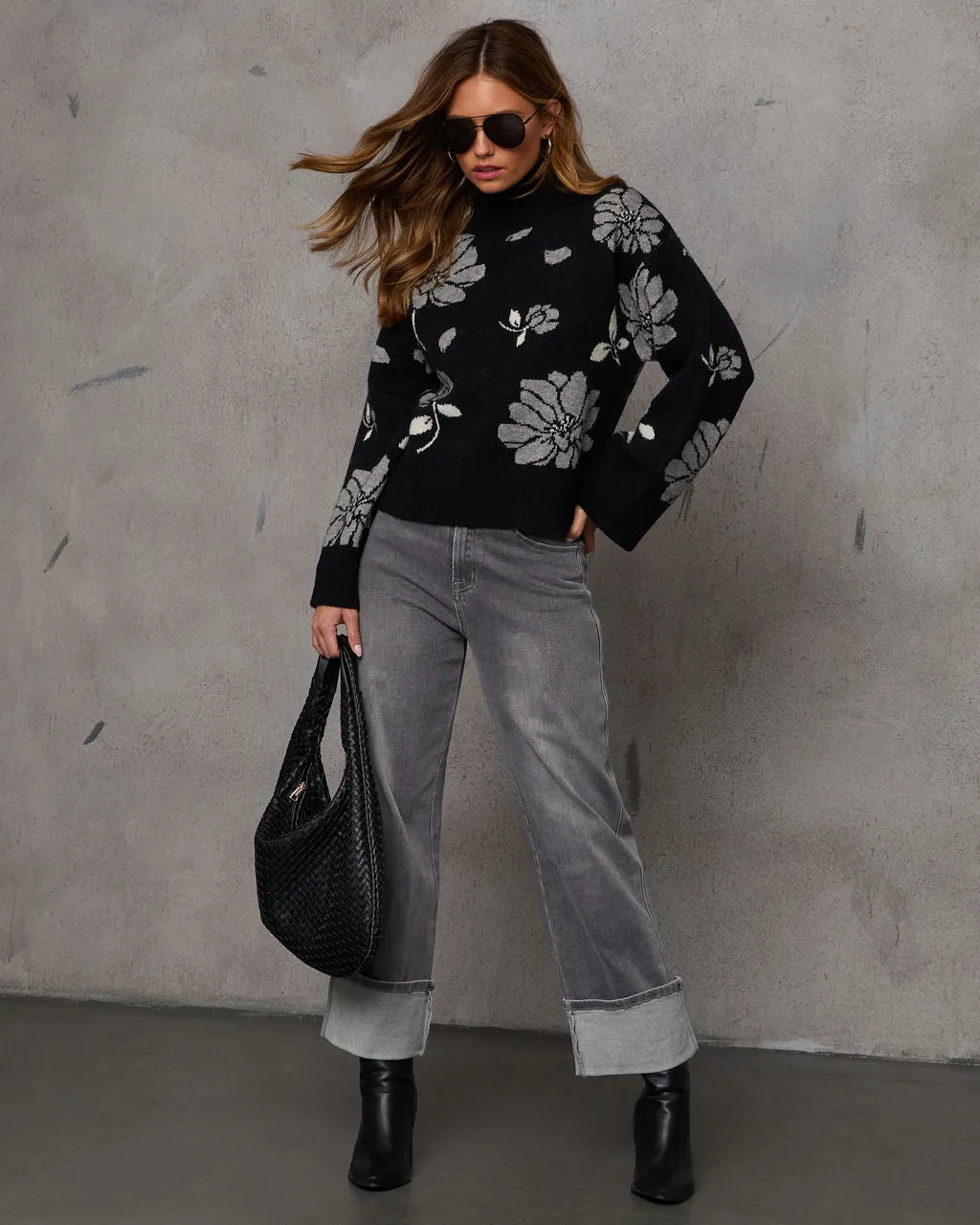 Daylen Floral Turtleneck Sweater