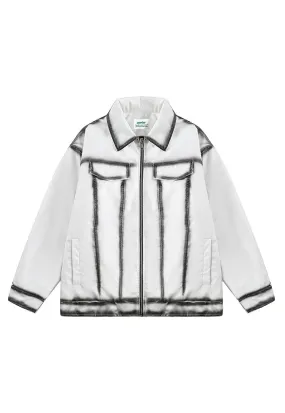 Faux leather winter jacket white padded PU grunge bomber