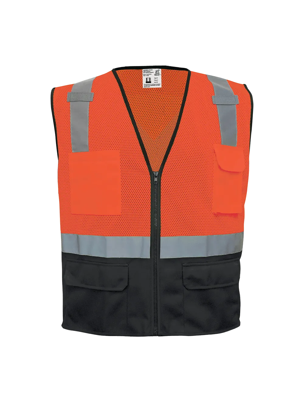 FrogWear® HV Orange Lightweight Mesh Polyester Safety Vest with Black Solid Bottom - GLO-049