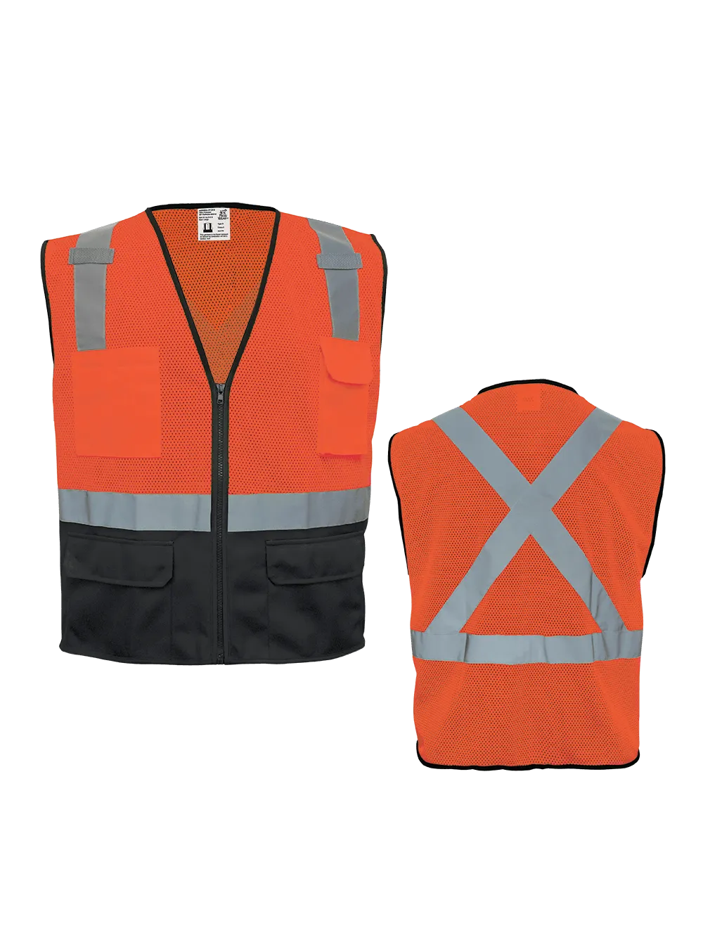 FrogWear® HV Orange Lightweight Mesh Polyester Safety Vest with Black Solid Bottom - GLO-049