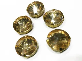 Golden Circular Glass Stone with Catcher (12 mm)