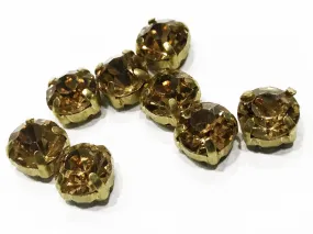 Golden Circular Glass Stones with Catcher (38 SS)