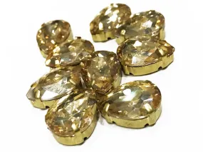 Golden Drop Glass Stone with Catcher (18x13 mm) (Wholesale)