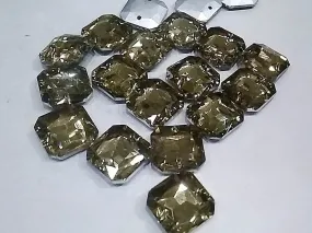 Golden Transparent Square Glass Stones with Pointed Back (16x16 mm)