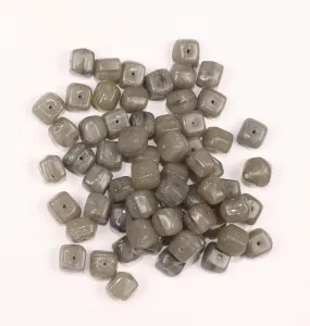 Gray Cuboidal Fancy Glass Beads- 6x7 mm