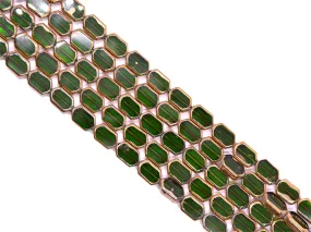 Green Hexagonal Designer Glass Beads