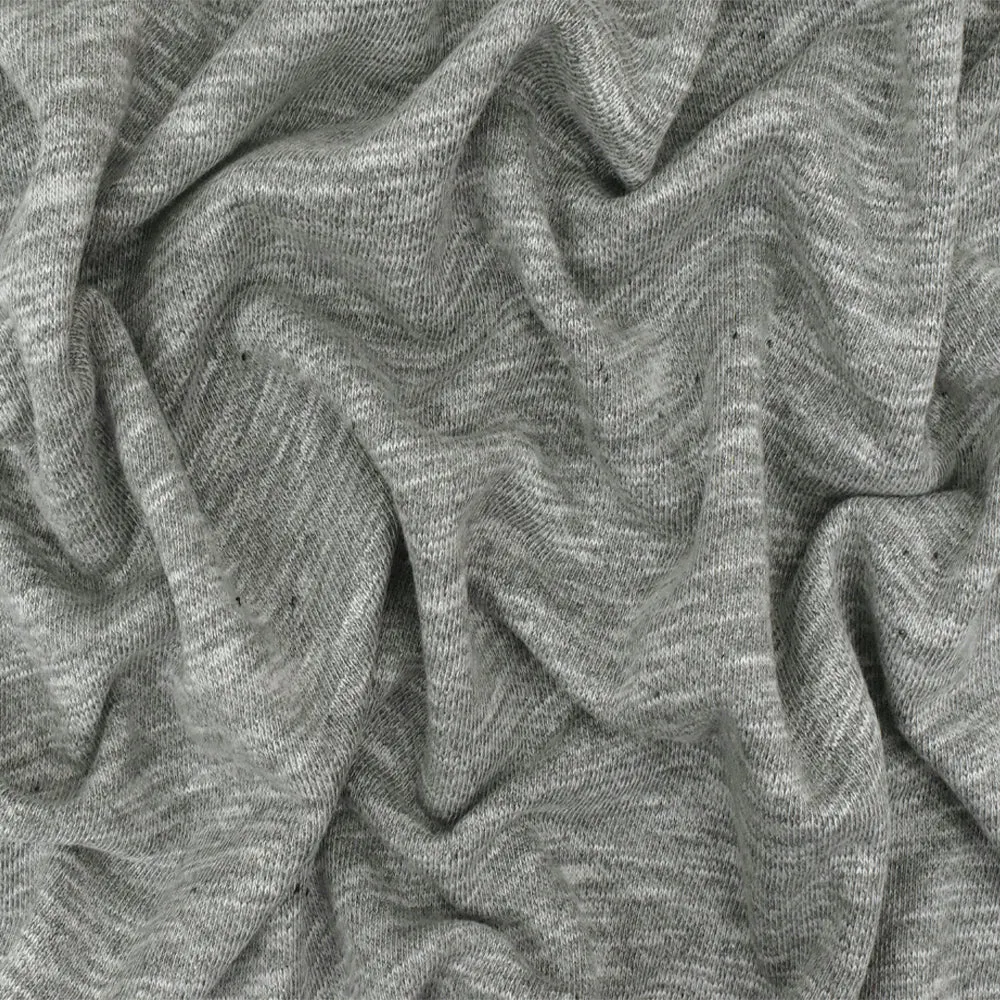 Heather Pebble Gray-White Cotton-Poly French Terry Knit Fabric