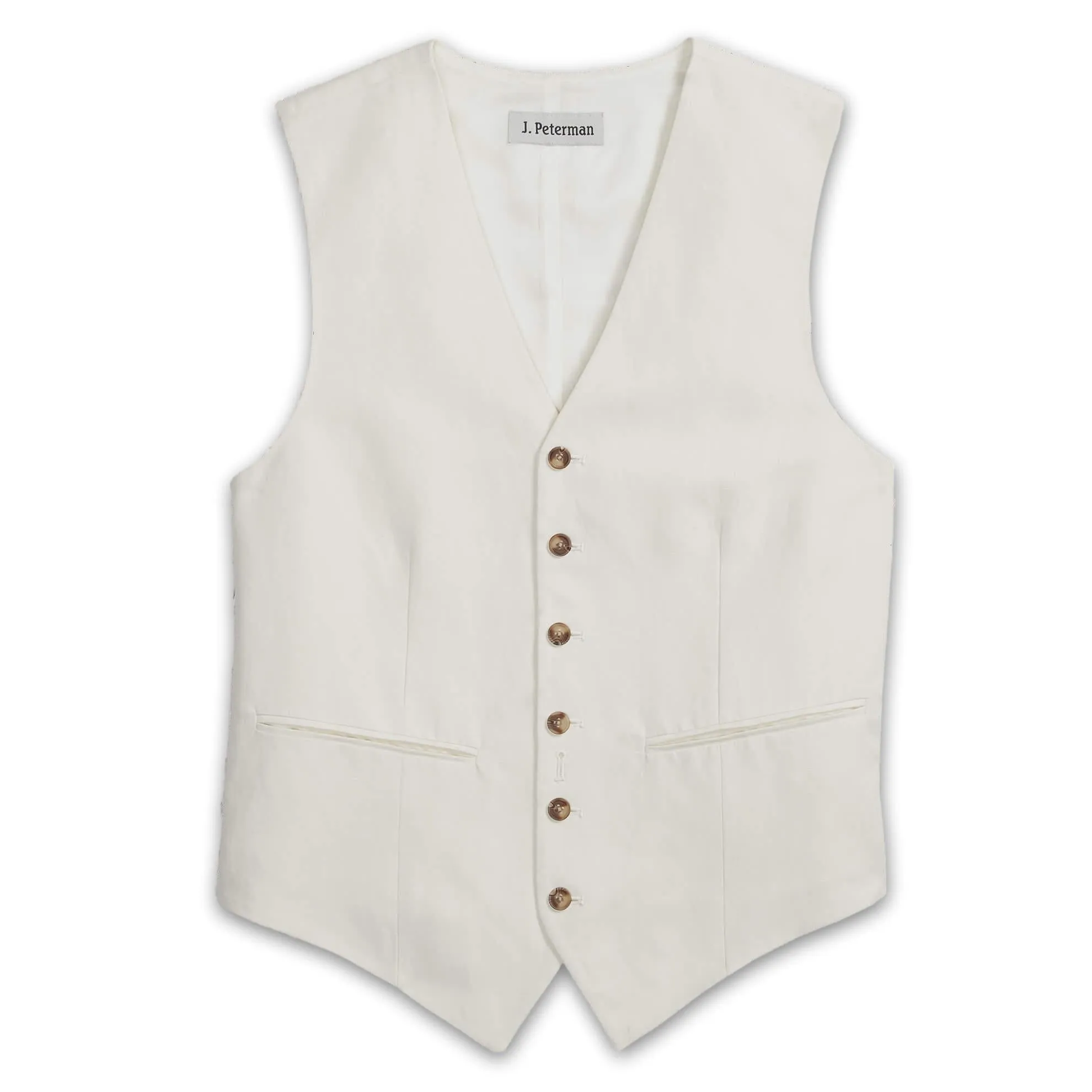 J. Peterman Men's Classic Fit Silk & Linen Vest in Cream