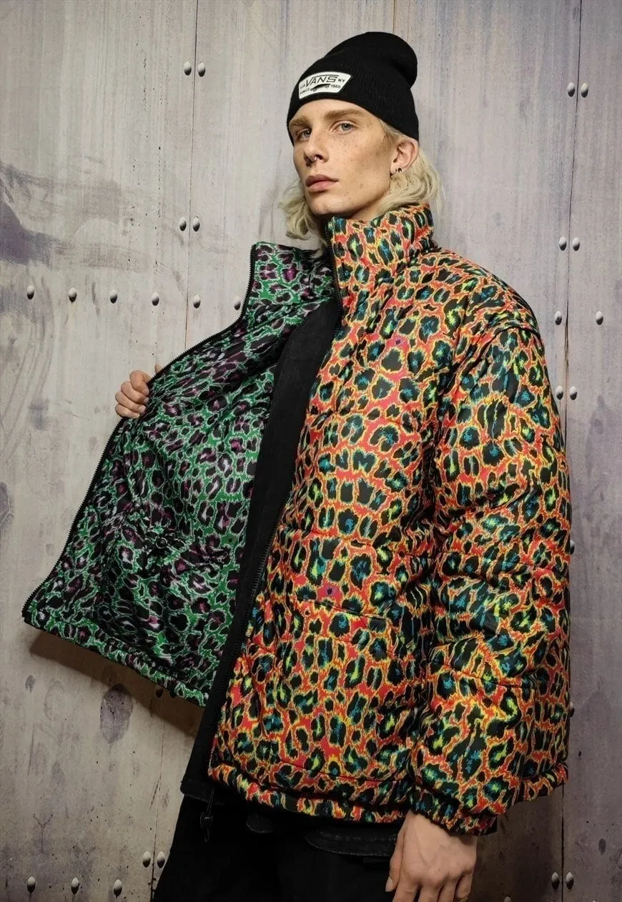 Leopard bomber reversible tiger jacket graffiti puffer