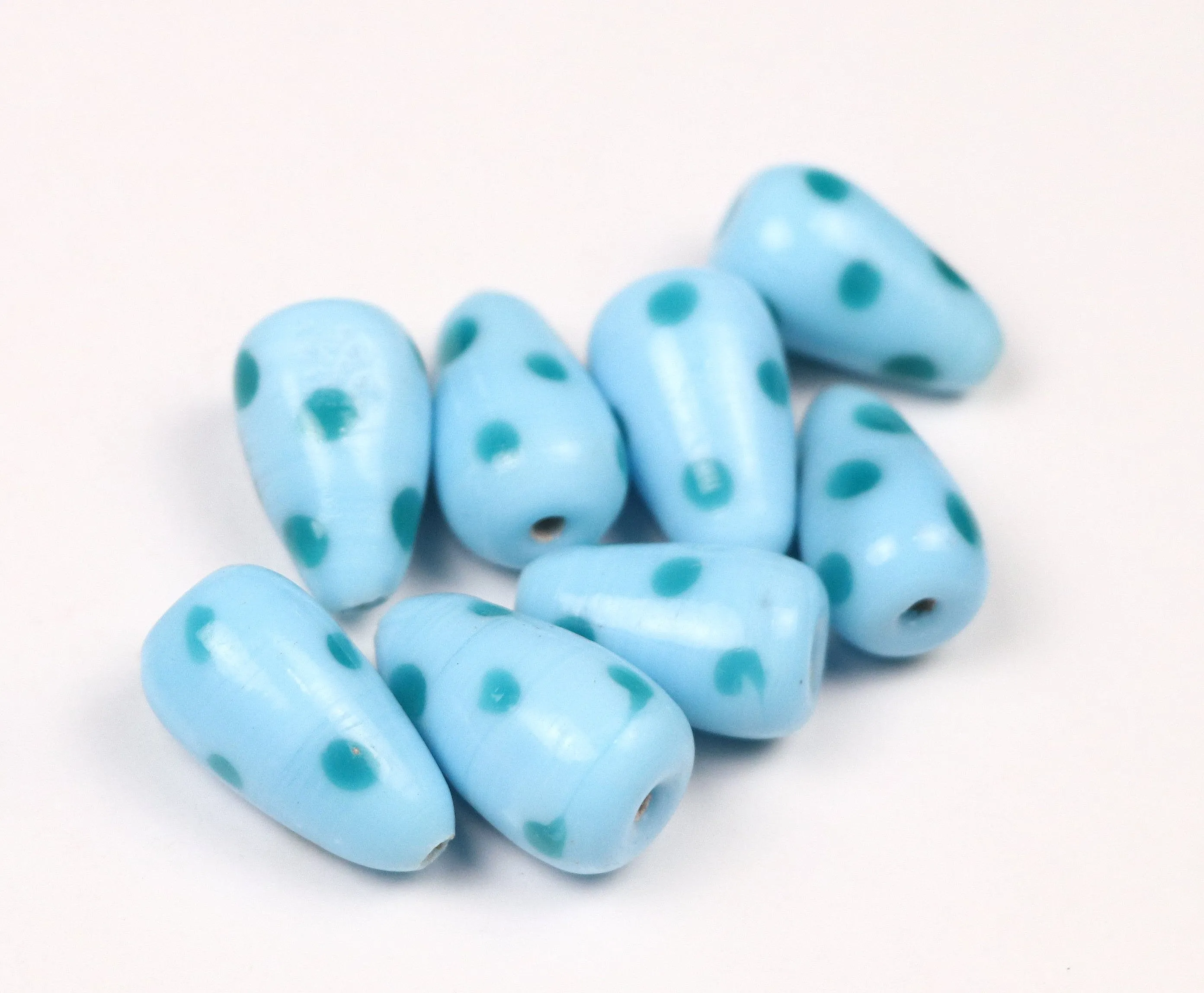 Light Blue Designer Drop Glass Beads - 11x19 mm