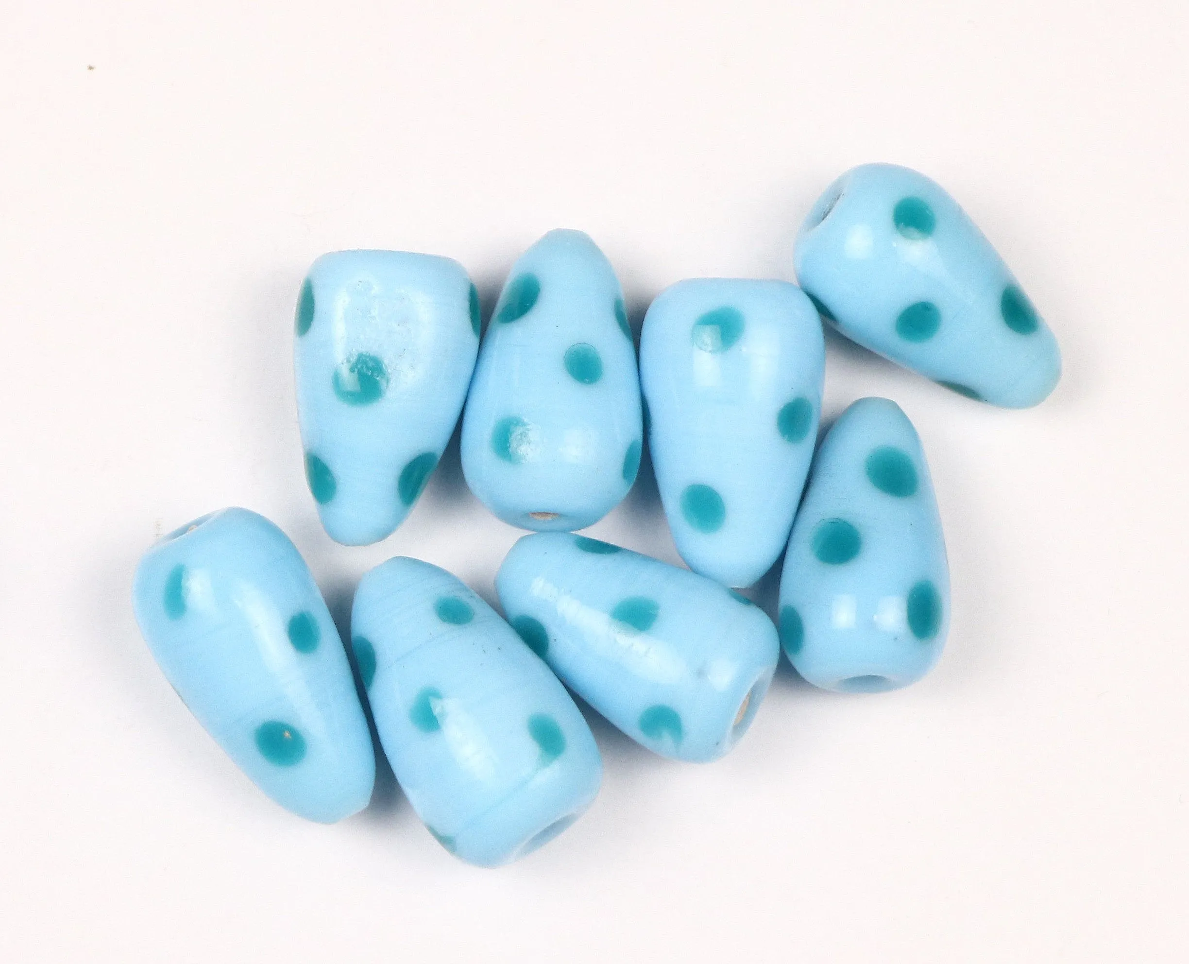 Light Blue Designer Drop Glass Beads - 11x19 mm