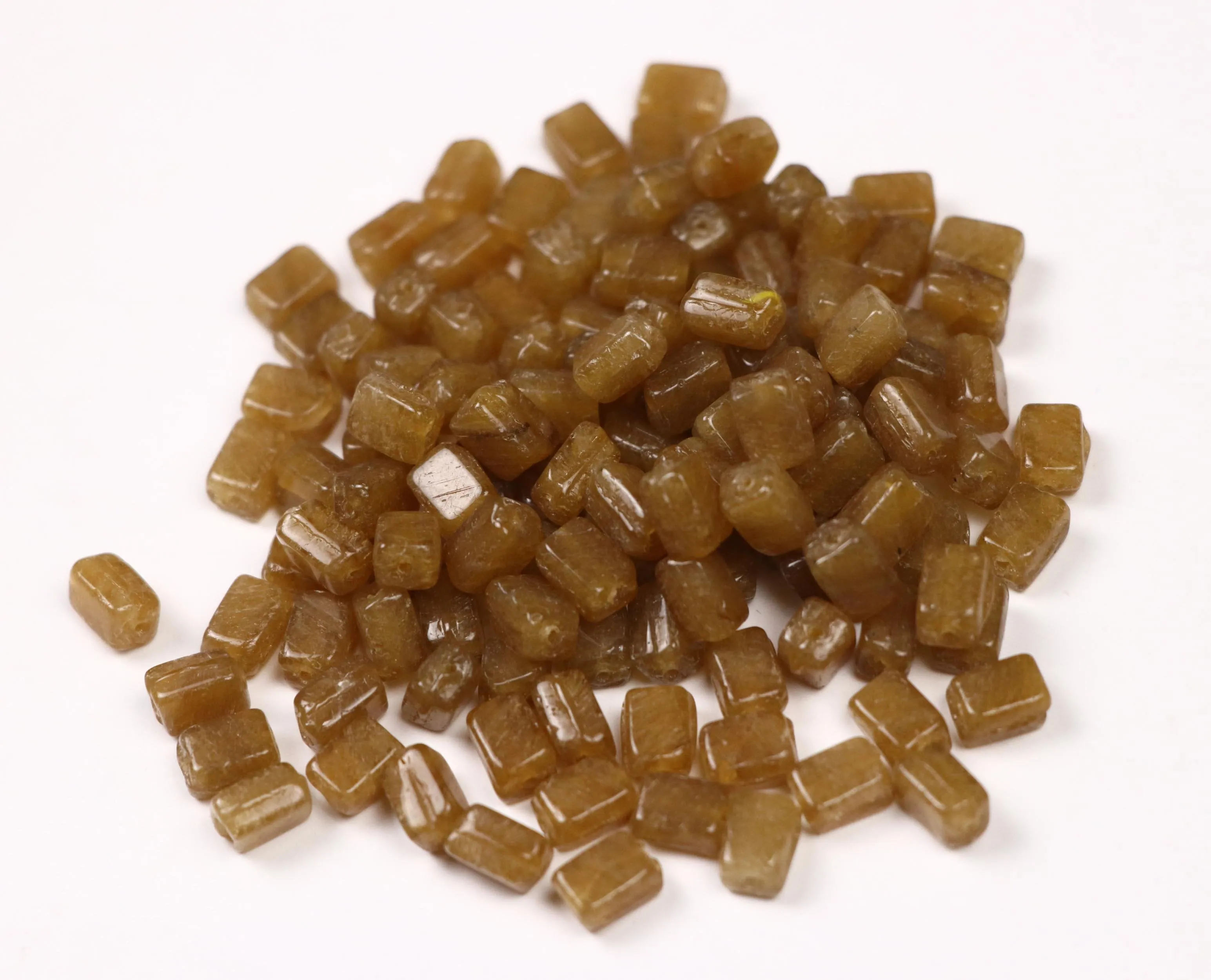 Light Brown Cuboidal Fancy Glass Beads- 5x7 mm