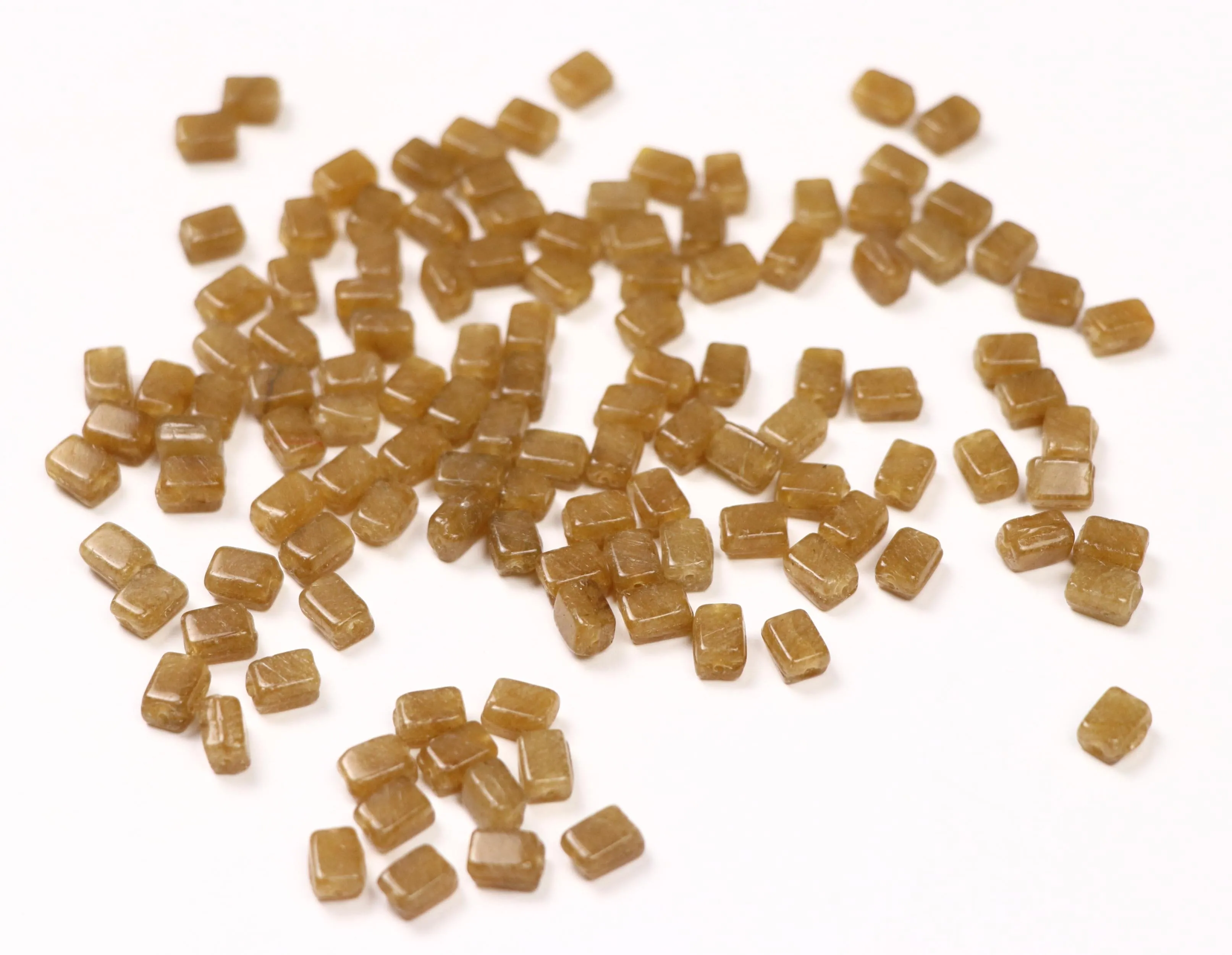 Light Brown Cuboidal Fancy Glass Beads- 5x7 mm