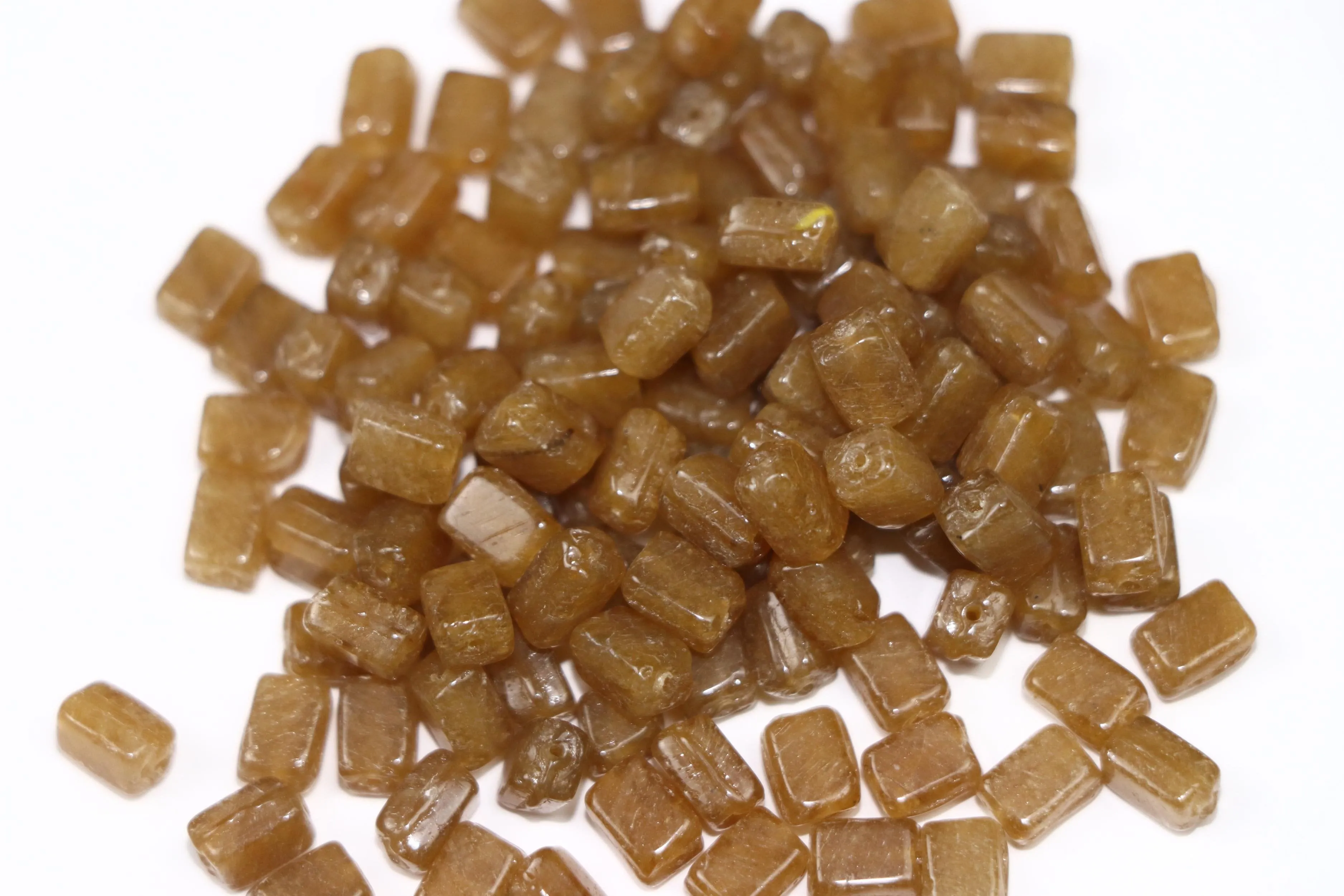 Light Brown Cuboidal Fancy Glass Beads- 5x7 mm