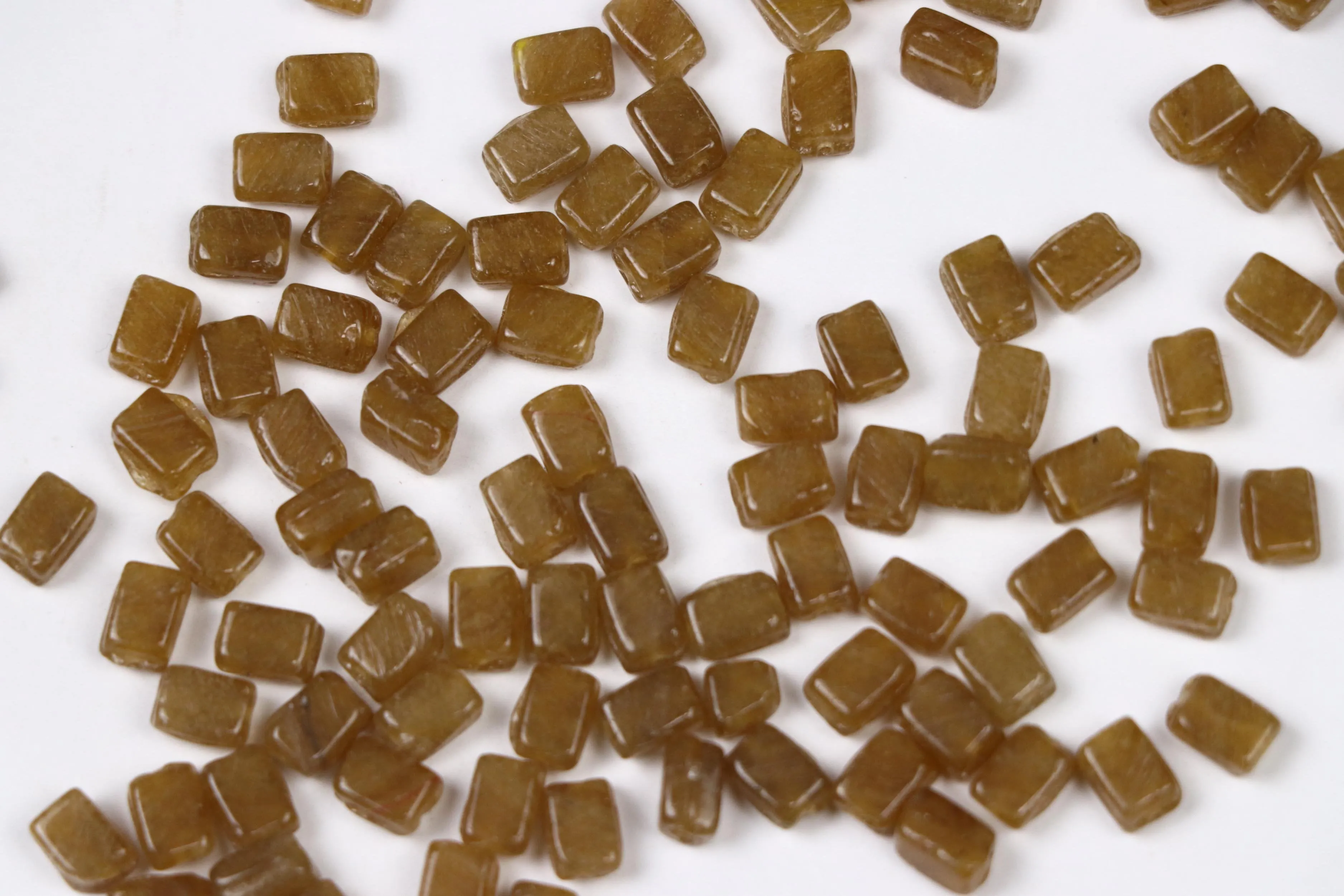 Light Brown Cuboidal Fancy Glass Beads- 5x7 mm