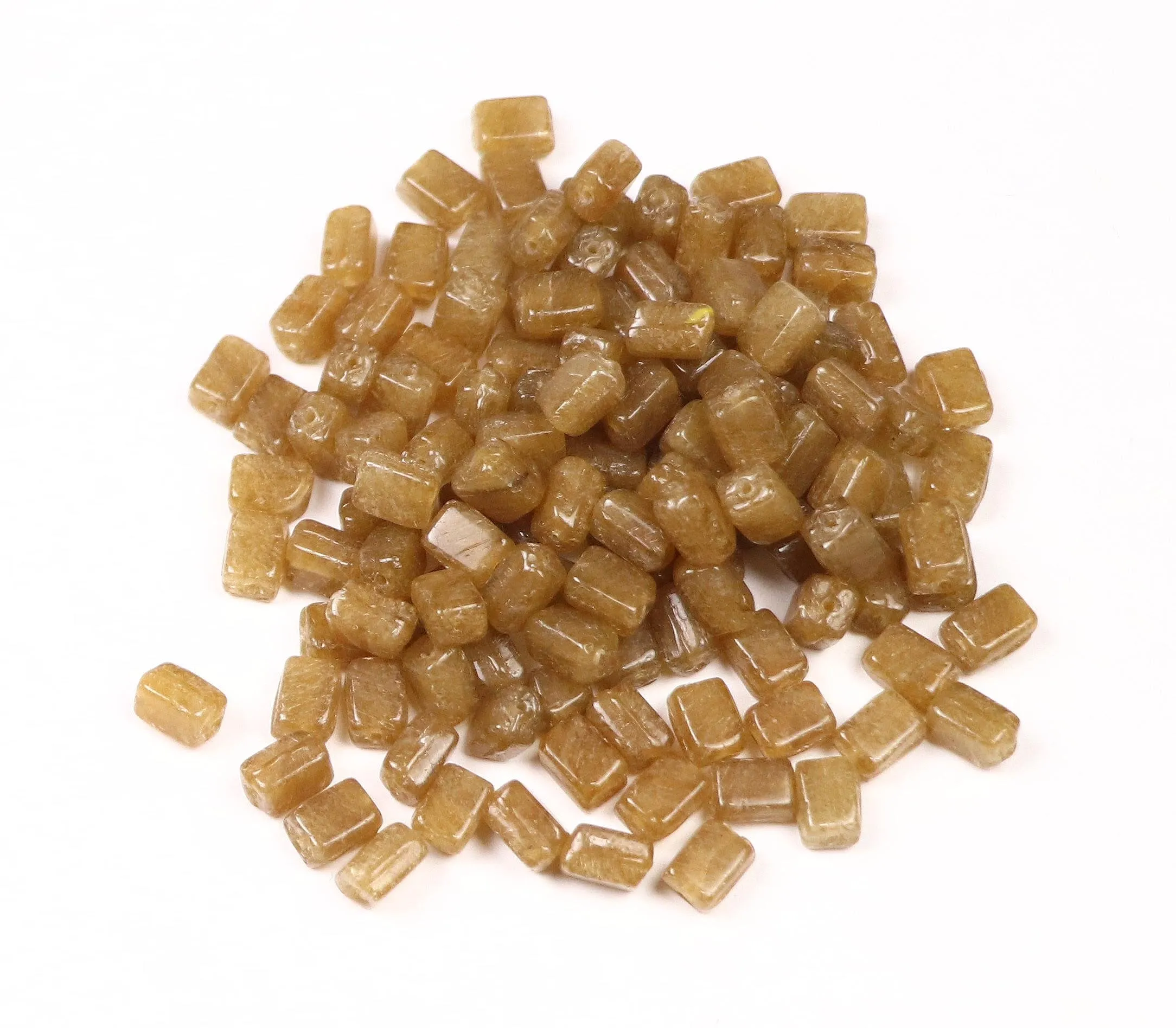 Light Brown Cuboidal Fancy Glass Beads- 5x7 mm