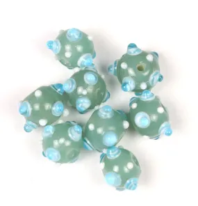 Light Green Circular Fancy Glass Beads - 10 mm