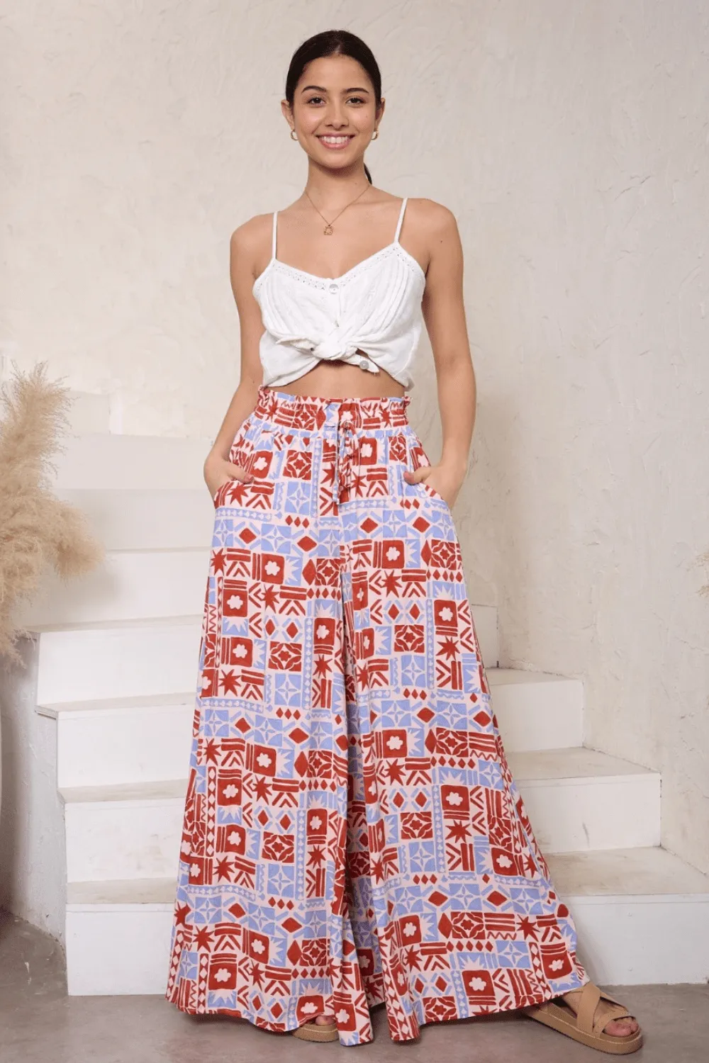 Lola Wide Leg Pants - Rusty Blue