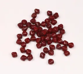 Maroon Bicone Fancy Glass Beads- 8x8 mm