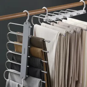 Multi-functional 6 in 1 Pants Hanger For Clothes Rack adjustablanizer Trouser Storage