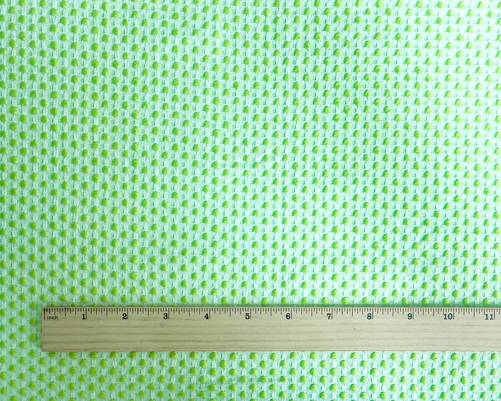 Neon Green-White Poly-Lycra Texture Dobby Jacquard Woven Fabric