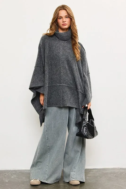 NEW!! Apres Chic Turtleneck Poncho in Charcoal