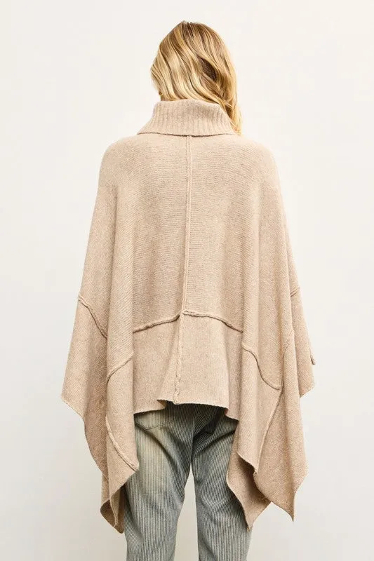 NEW!! Apres Chic Turtleneck Poncho in Taupe