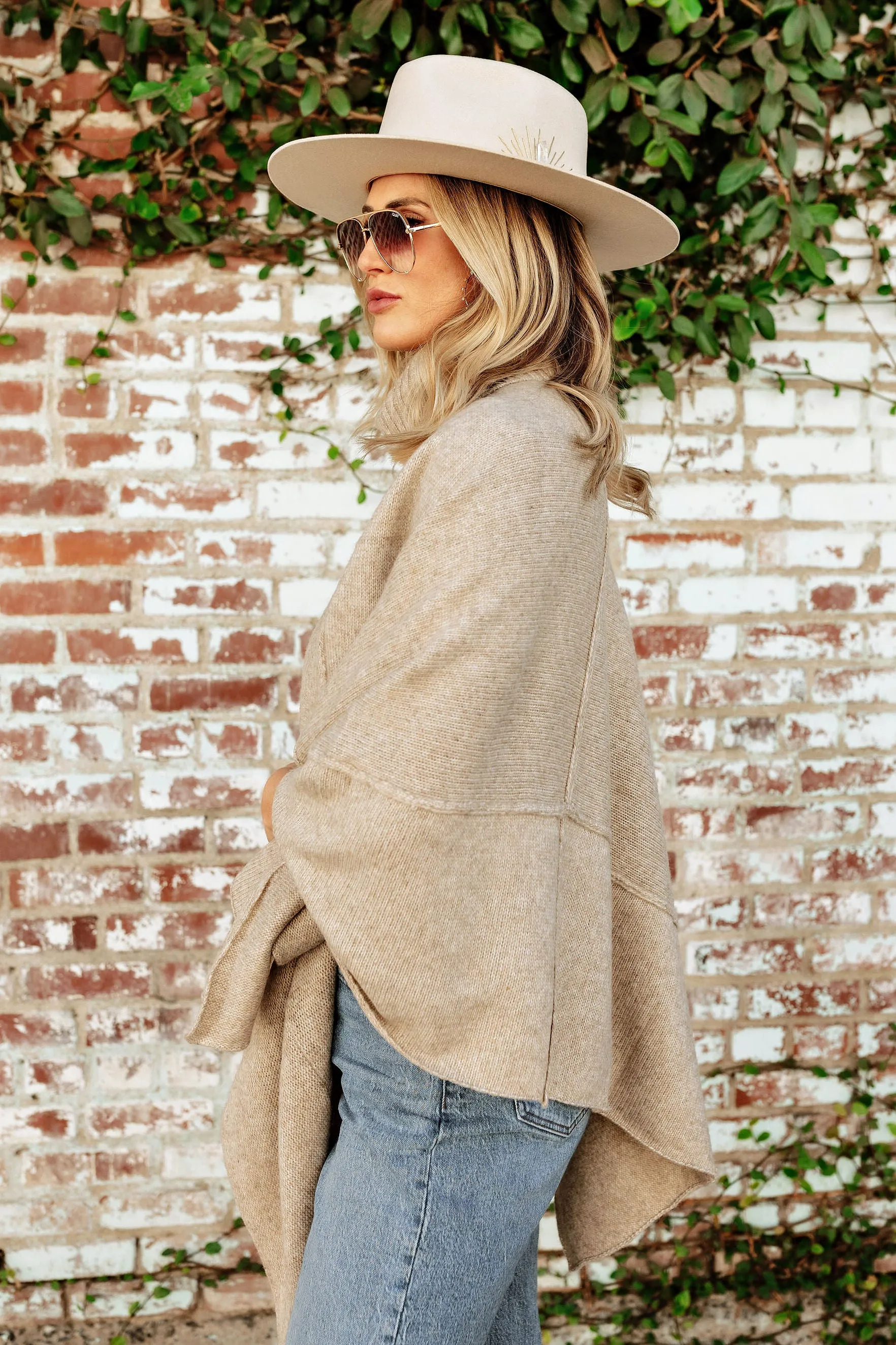 NEW!! Apres Chic Turtleneck Poncho in Taupe