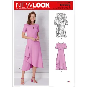 New Look Sewing Pattern N6655 Misses' Dress In Two Lengths With Sleeve Variations