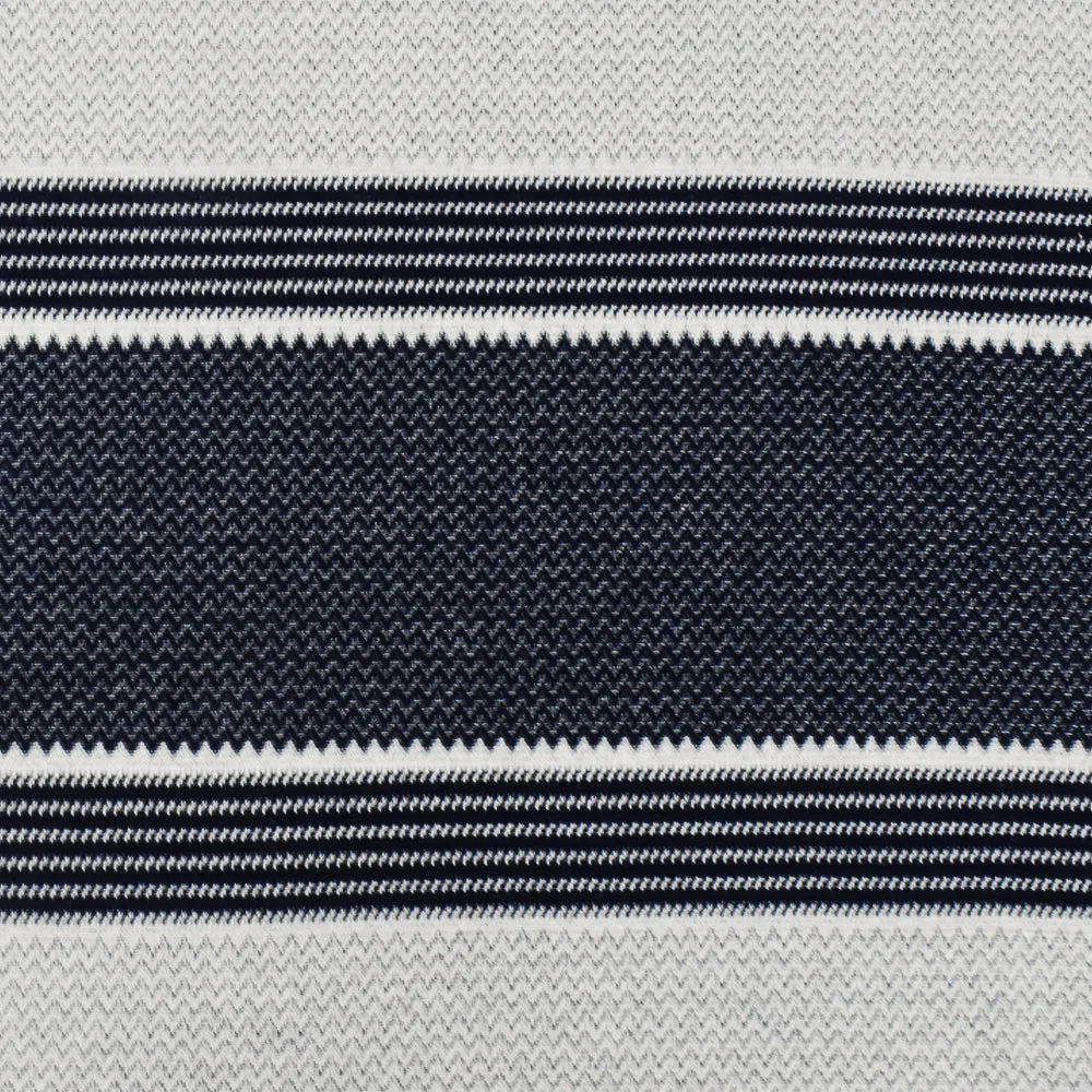 Night Navy-White Stripe Stretch Jacquard Double Knit Fabric